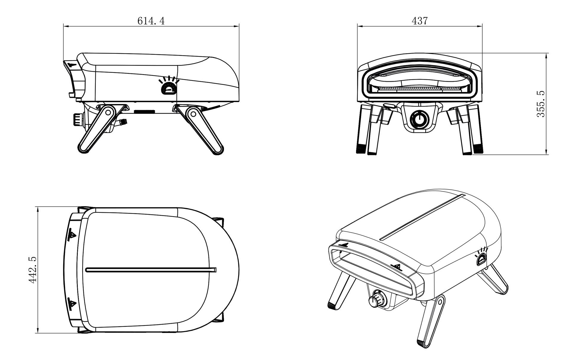 Dafa Kojin 14 Portable Pizza Oven Dimensions