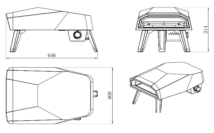 Kojin 12 Portable Pizza Oven Dimensions