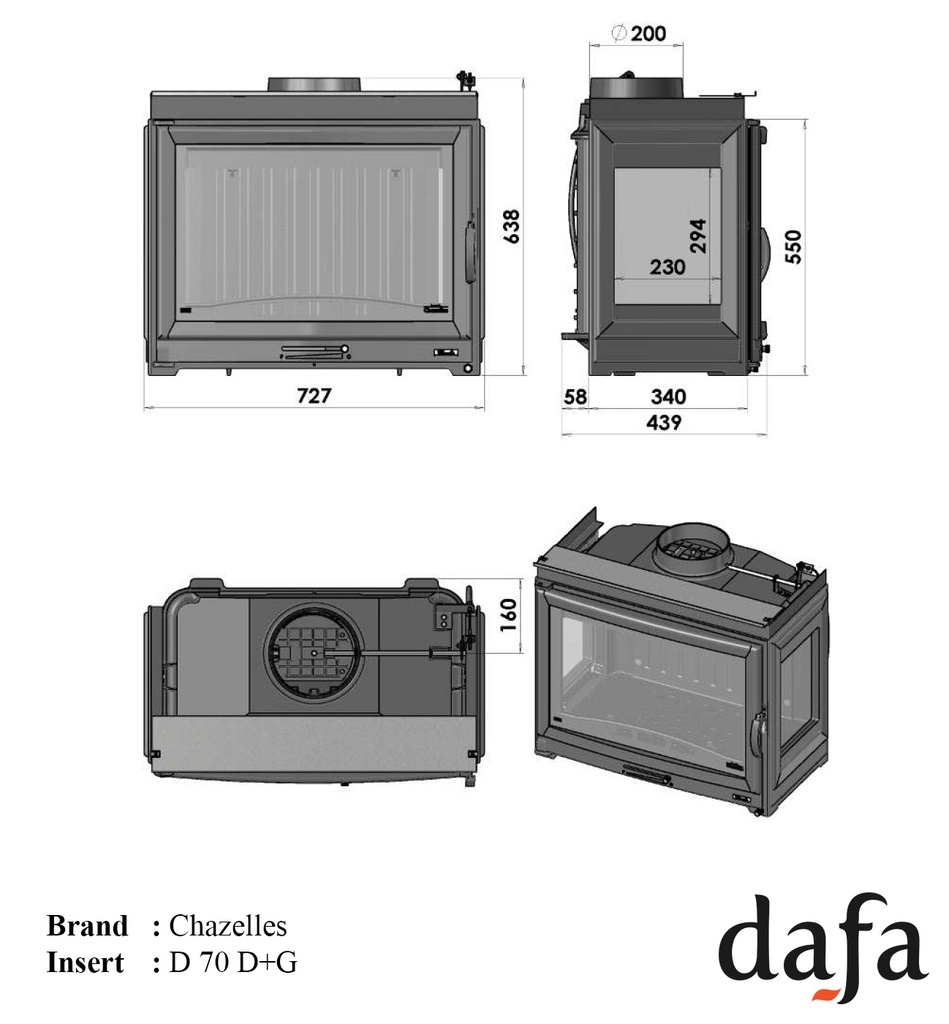 Insert Chazelles D 70 D+G, Dimensions